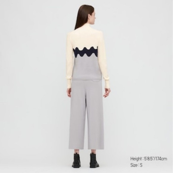 Uniqlo x marimekko wave abstract graphic wool long sleeves high neck Sweater - Picture 7 of 8